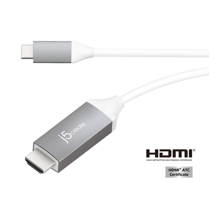 j5create USB Type C to 4K@60Hz HDMI 6ft Cable with HDMI ATC Certificate,Compatible with Thunderbolt 3/4, MacBook Pro/Air, iPad Pro, iPad Air 4, ChromeBook and More (JCC153G) - Image 4
